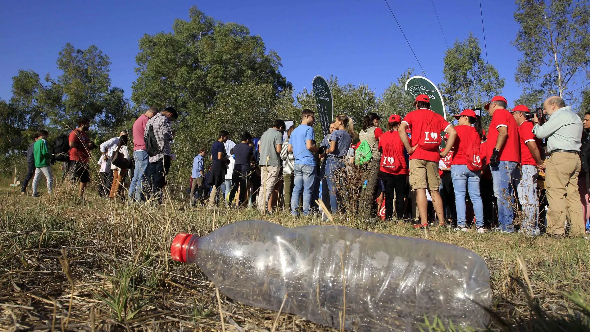 Imagen de archivo de voluntarios de Coca-Cola llevando a cabo una recogida de residuos en el Guadalquivir / Foto: Manuel Olmedo