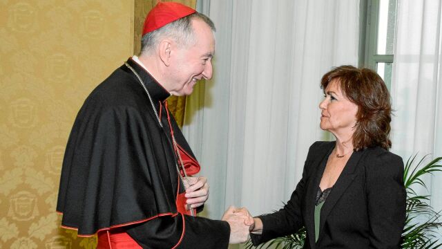 La vicepresidenta Calvo pidió la mediación de la Santa Sede al Secretario de Estado, Cardenal Parolin, en una visita al Vaticano que tuvo lugar en octubre de 2018