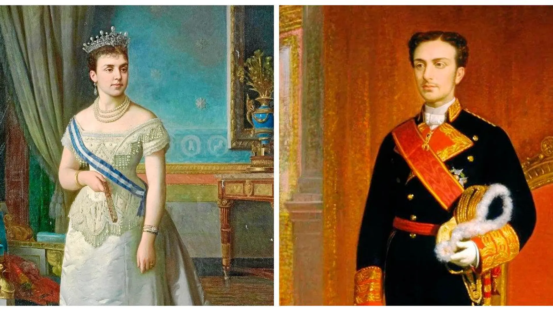 A la izquierda, María de las Mercedes de Orleáns y Borbón. A la derecha, el rey Alfonso XII