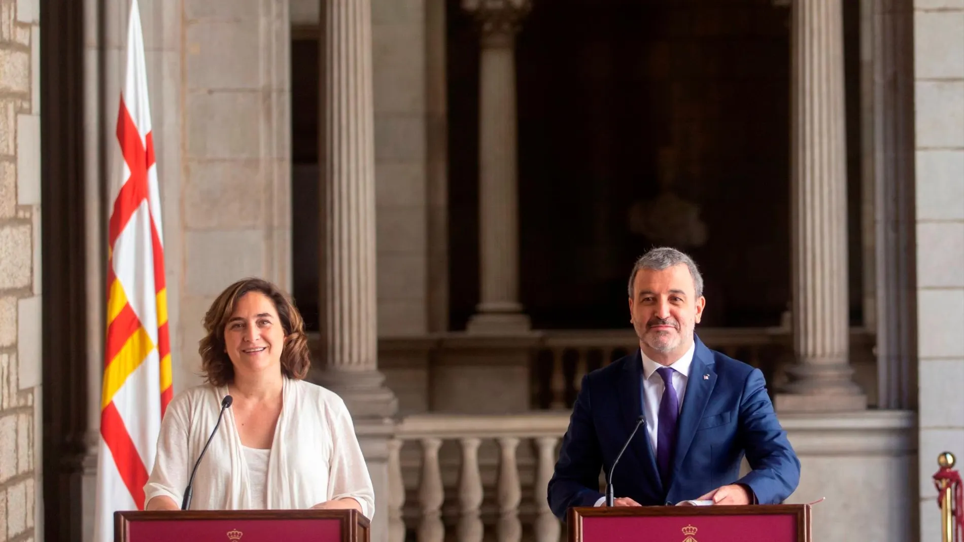 Ada Colau y Jaume Collboni, en el Ayuntamiento