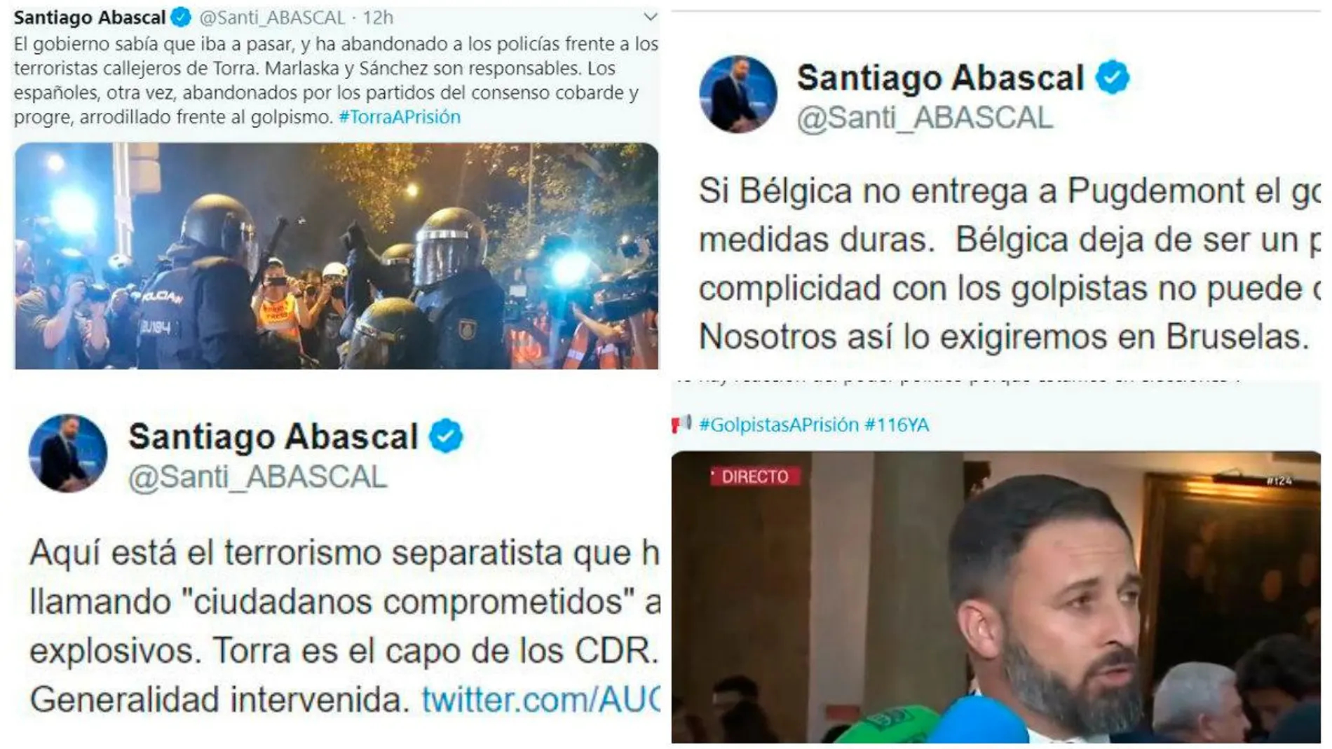 La formación de Abascal ha inundado twitter con sus denuncias y propuestas frente al desafío independentista.