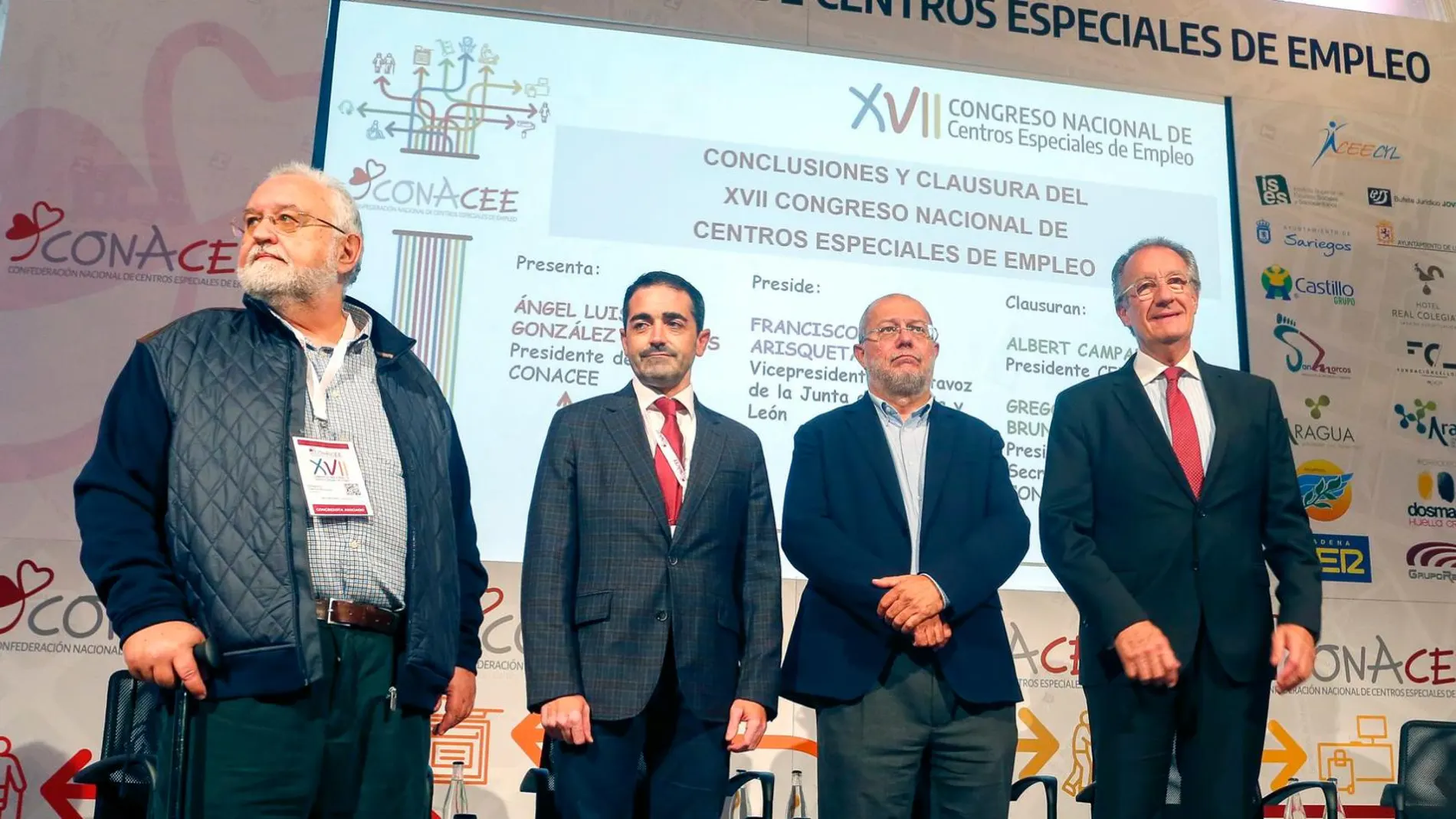 Francisco Igea, participa en la clausura del XVII Congreso Nacional de Centros Especiales de Empleo. Junto a él, Ángel Luis González, Juan José Laguna y Albert Campabadal