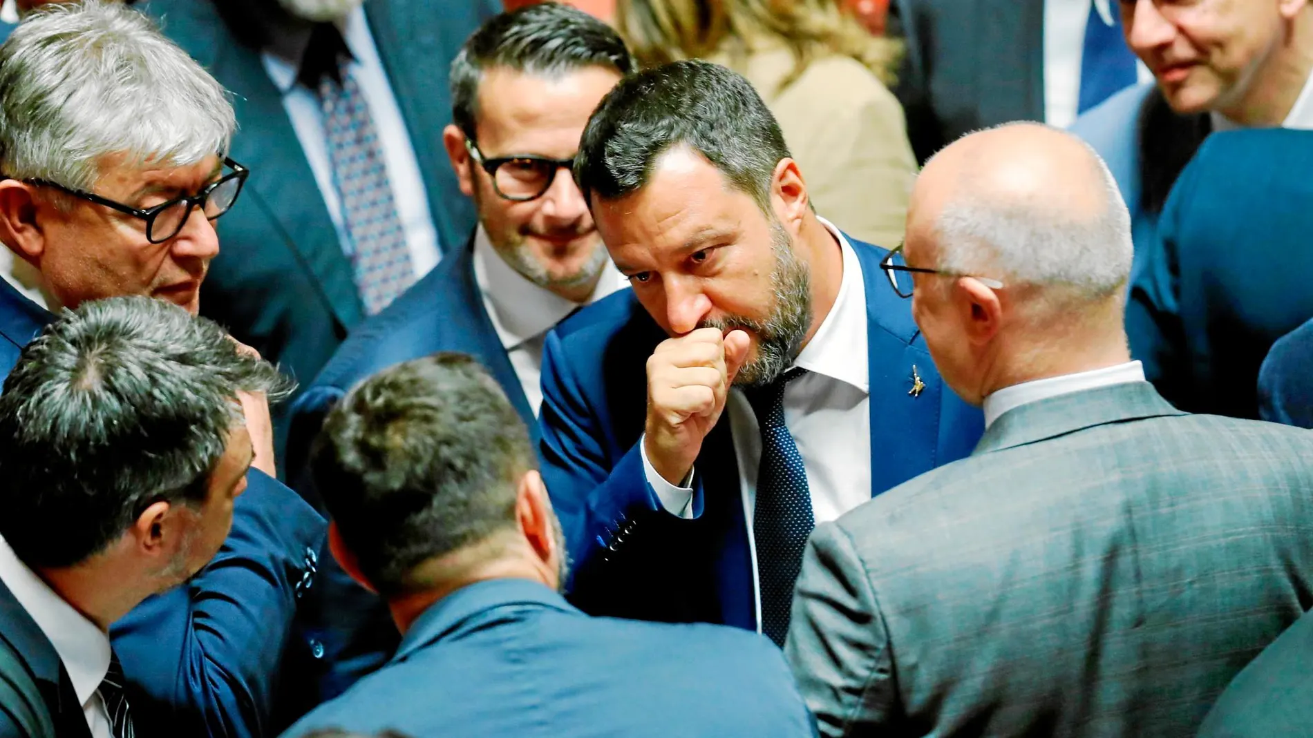 El vicepresidente italiano, Matteo Salvini, ayer tras la votación en el Senado / Reuters