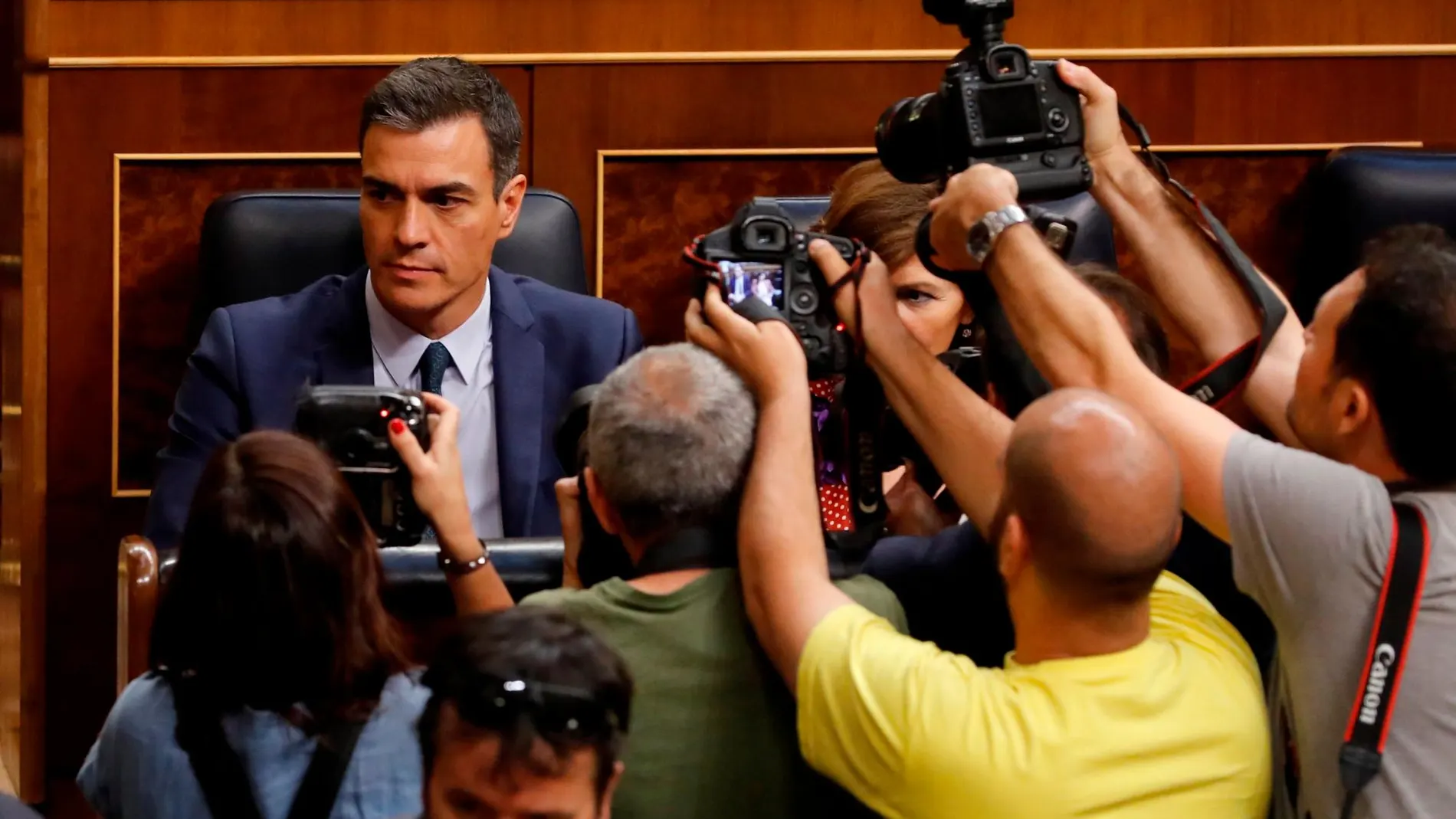 El candidato socialista, Pedro Sánchez, a su llegada este jueves al Congreso. EFE/ Mariscal