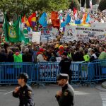 Pensionistas, ayer, en la concentración de Madrid