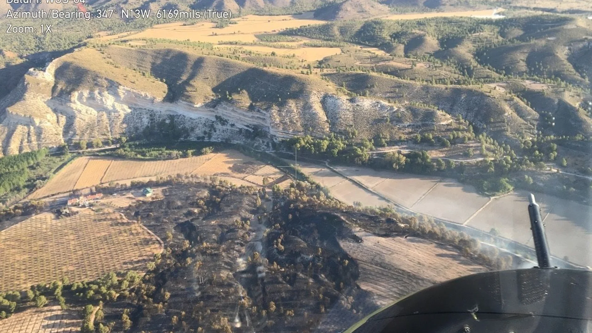 Imágenes tomadas el sábado por la mañana desde los helicópteros del Infomur