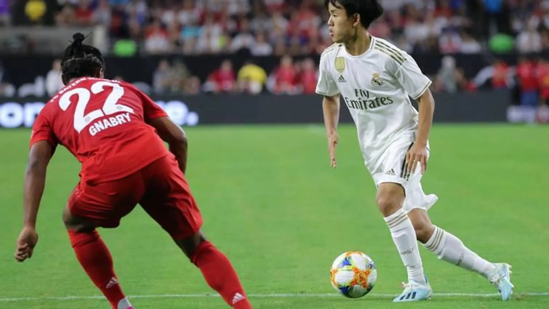 Kubo, en el partido contra el Bayern Múnich, el primero que jugó con el Real Madrid