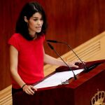 -La portavoz de Podemos en la Asamblea de Madrid Isa Serra, interviene en la sesión de investidura sin candidato en la Asamblea de Madrid