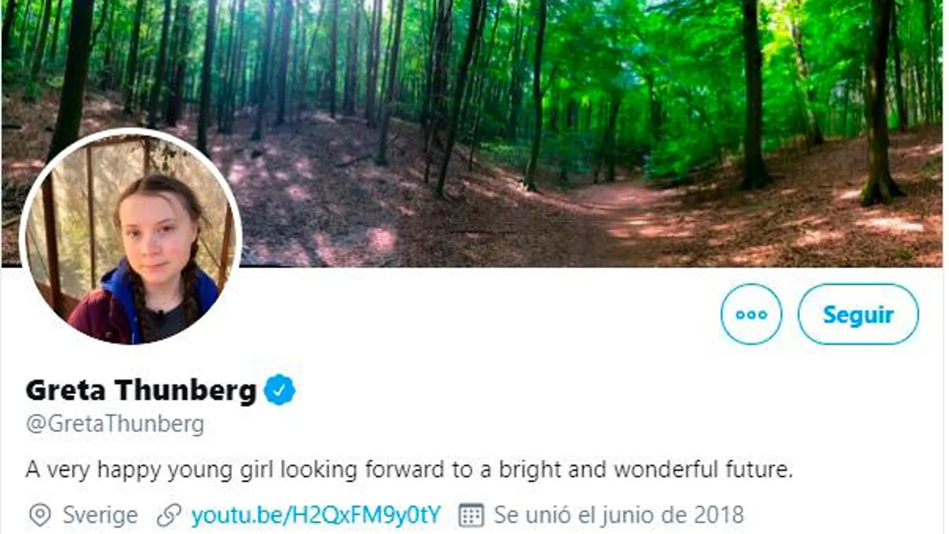 Greta ha colocado la frase de Trump en su biografía de Twitter