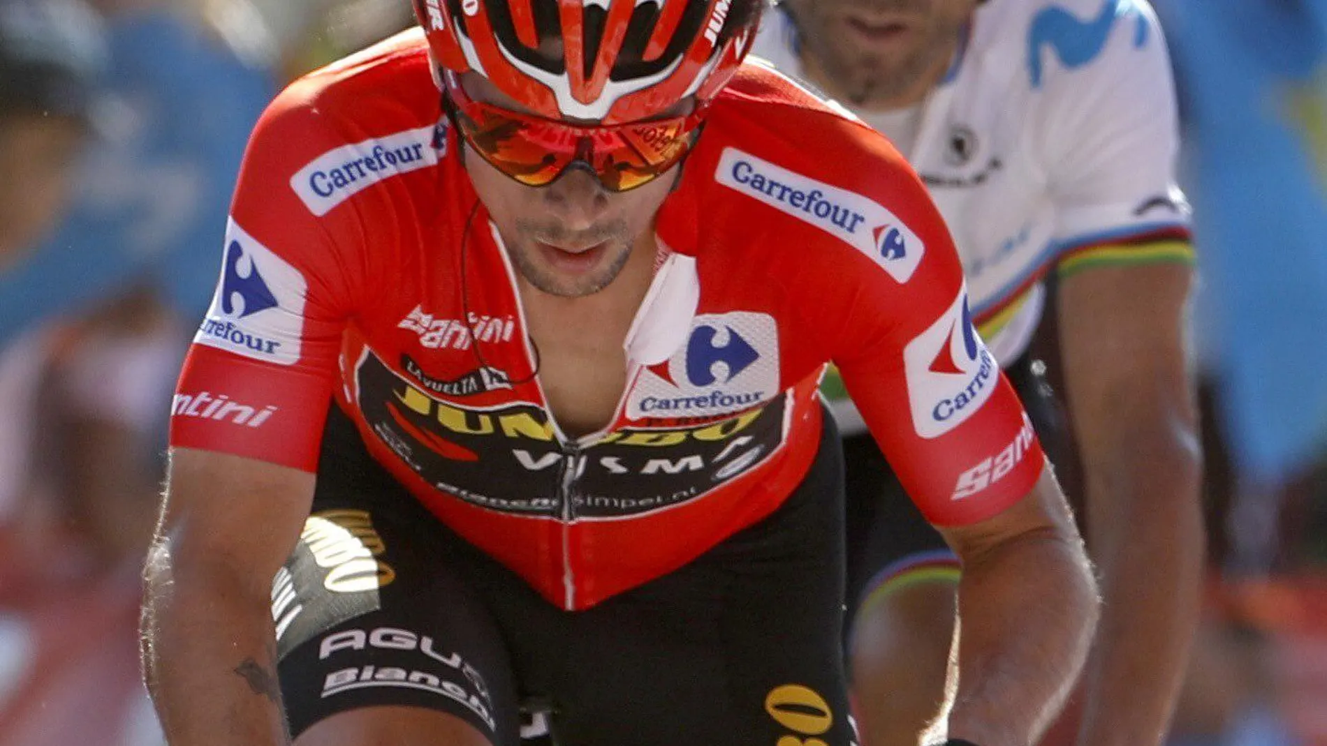 Roglic y Valverde detrás, una costumbre en esta Vuelta