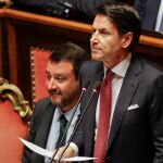 Giuseppe Conte y Matteo Salvini, hoy en el Senado
