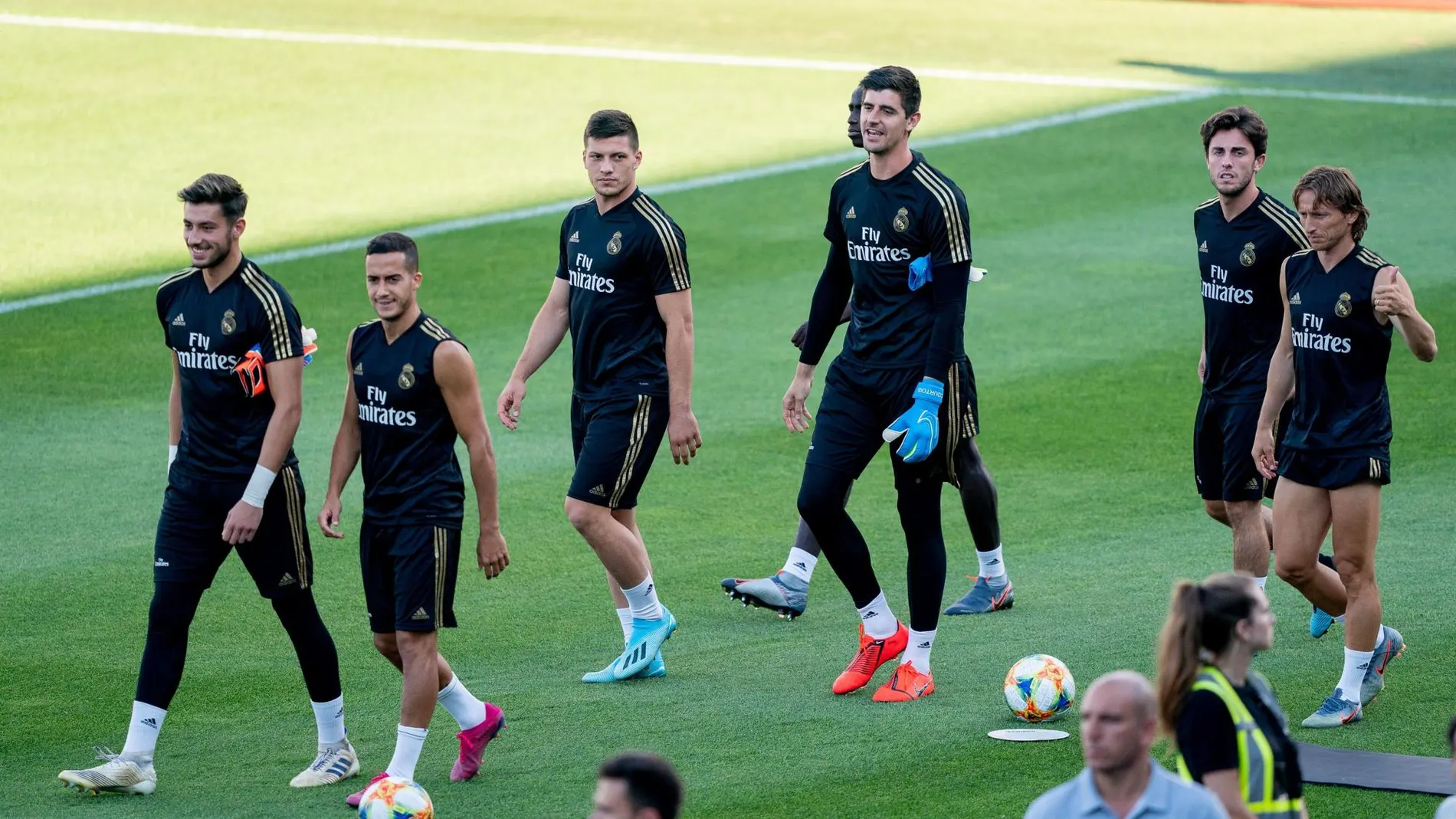 Los jugadores del Real Madrid, en el último entrenamiento