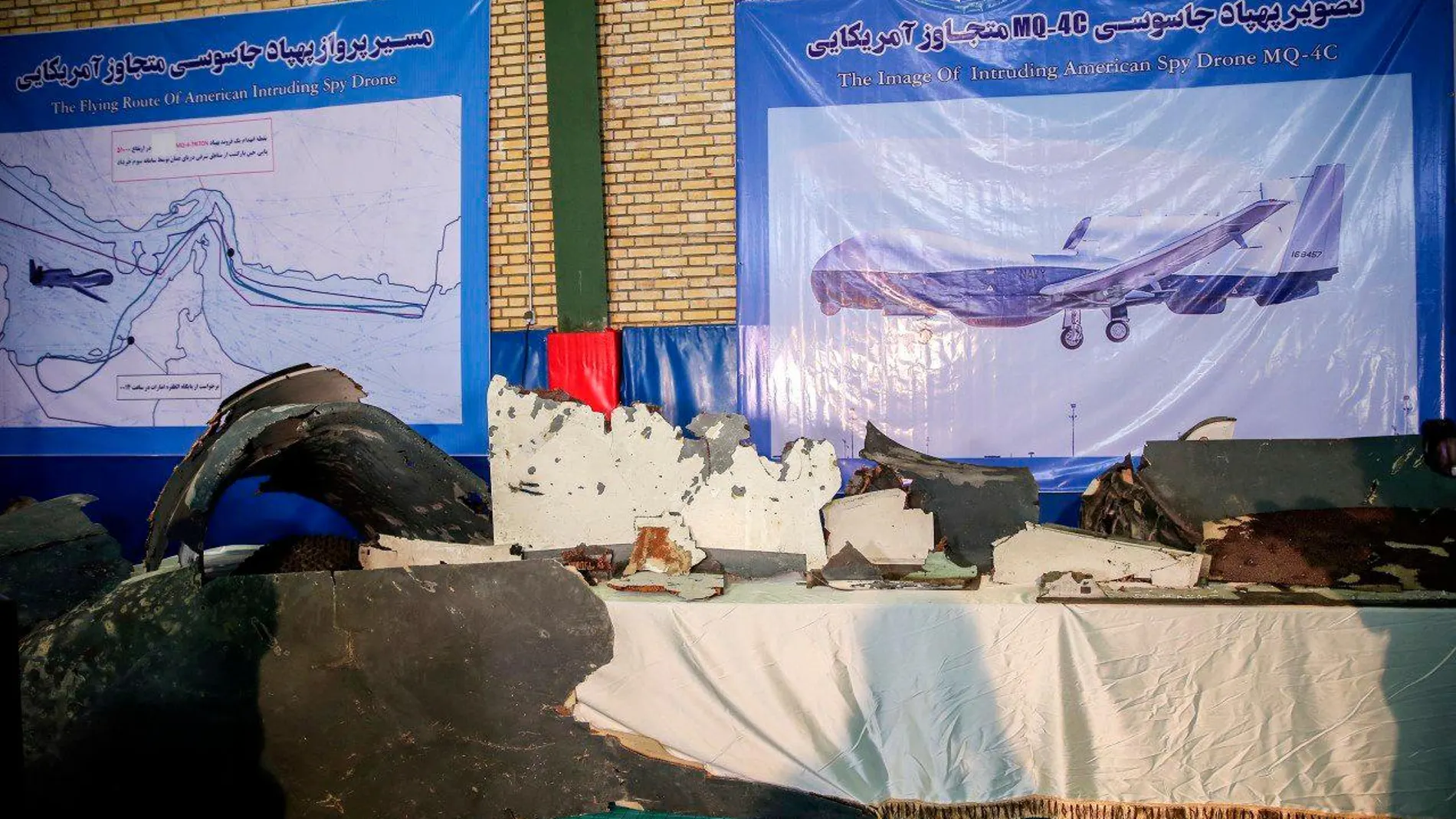 Restos del dron derribado por Irán