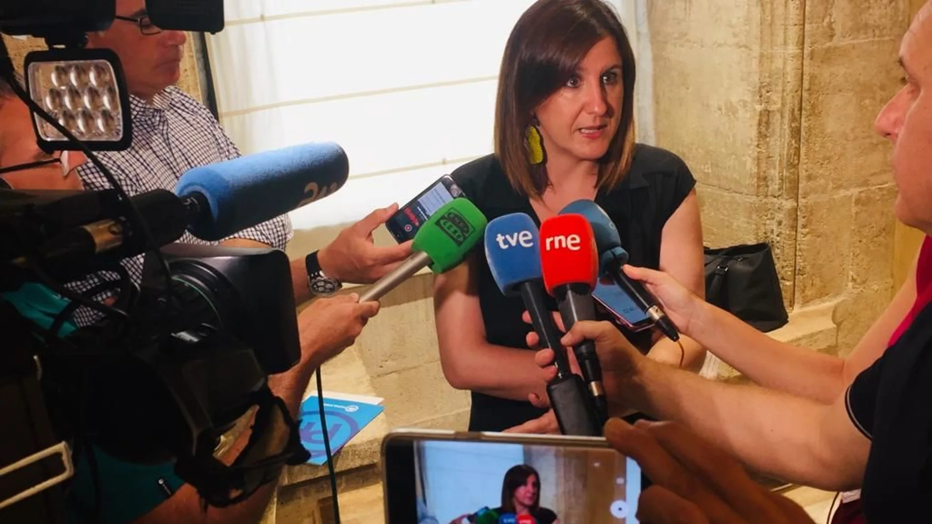 La diputada del Grupo Popular en Les Corts, María José Catalá, ayer en los pasillos del parlamento valenciano