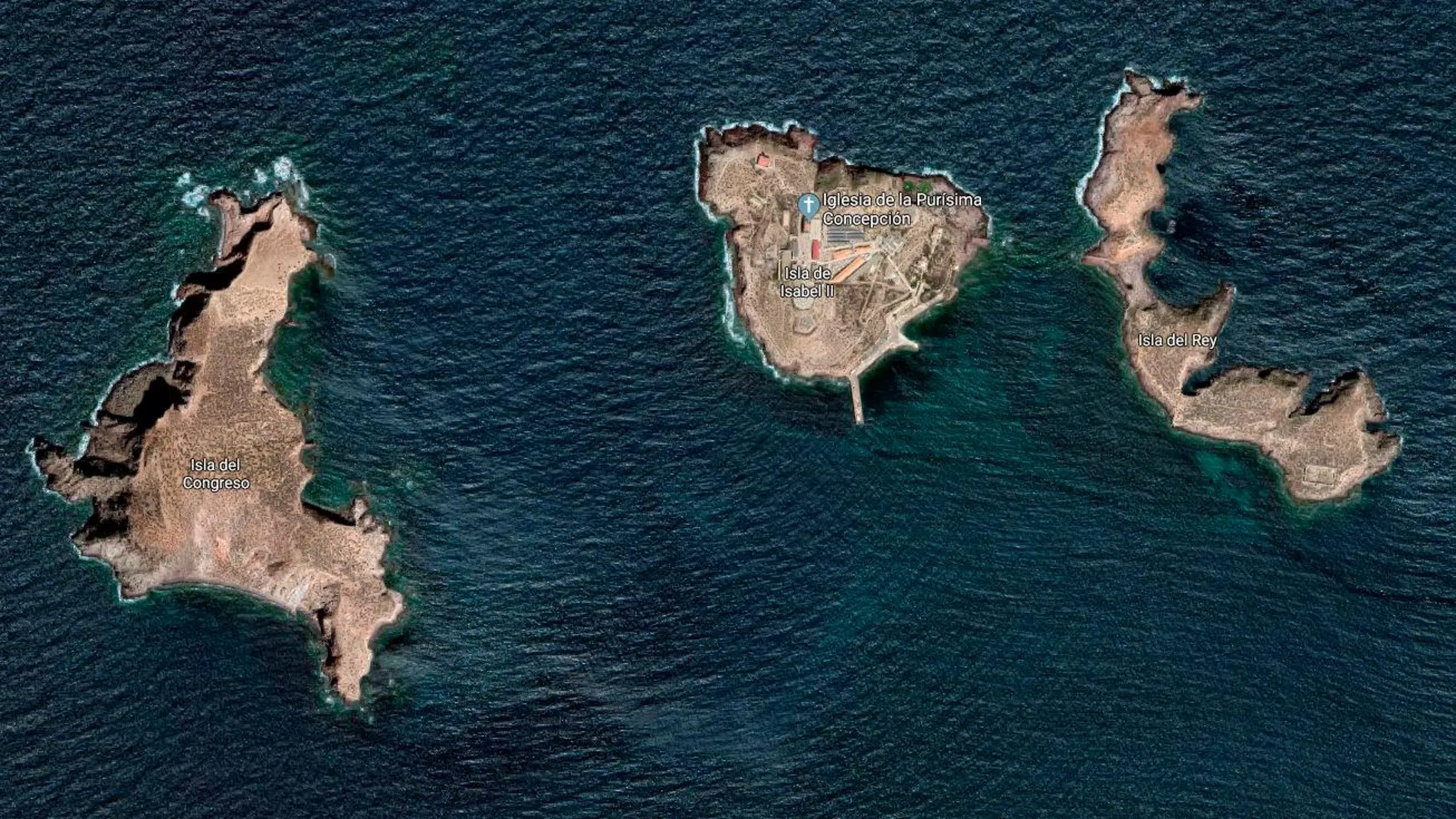 Imagen de las Islas Chafarinas (Google Maps)