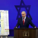 El primer ministro israelí, Benjamin Netanyahu, durante la rueda de prensa en Tel Aviv/ AP