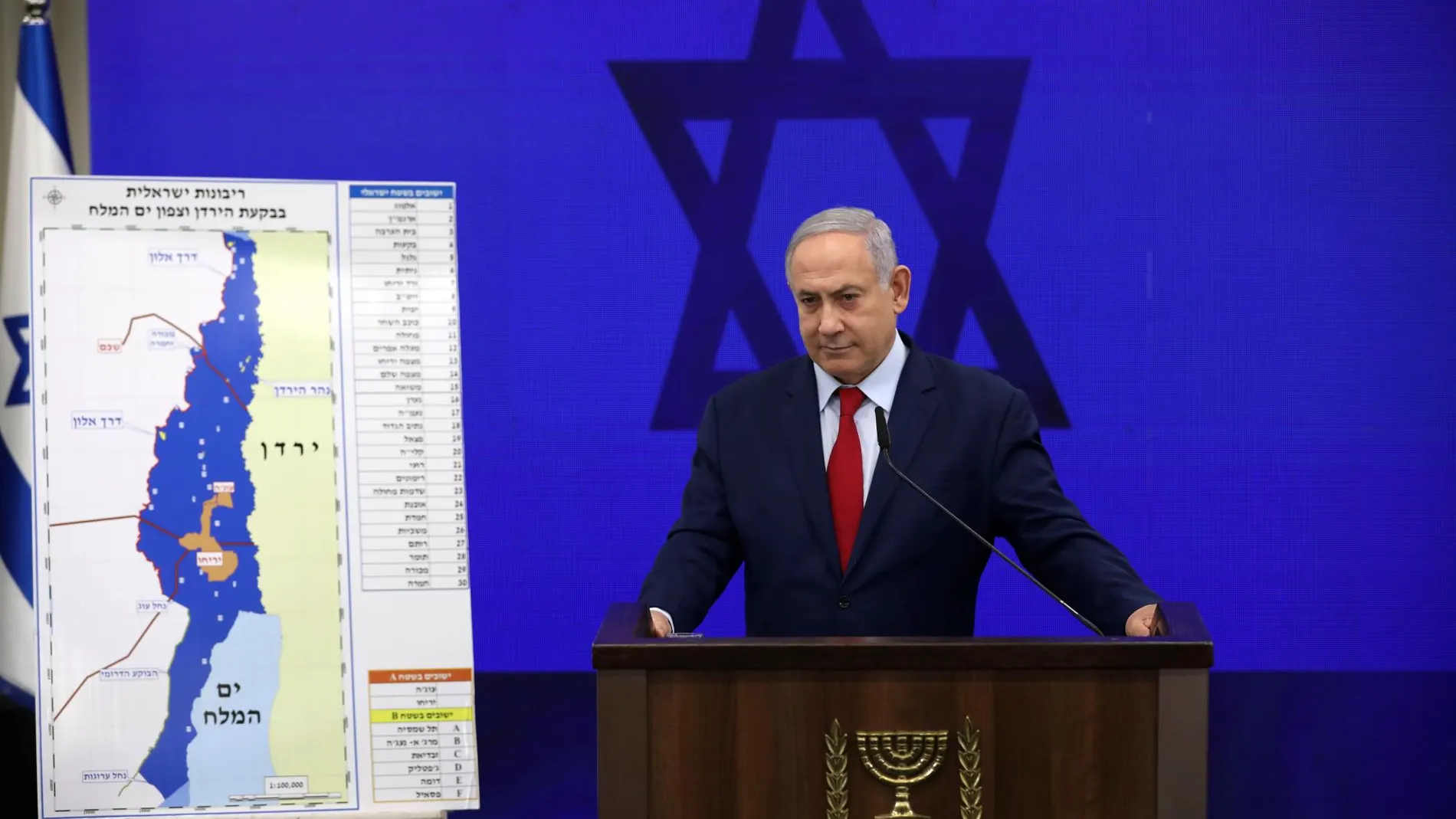 El primer ministro israelí, Benjamin Netanyahu, durante la rueda de prensa en Tel Aviv/ AP