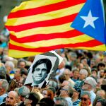 Manifestación en apoyo del ex president catalán fugado Carles Puigdemont