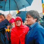 Puigdemont, ayer en un acto que convocó la ANC en Bruselas