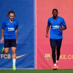 Griezmann y Dembelé en el entrenamiento