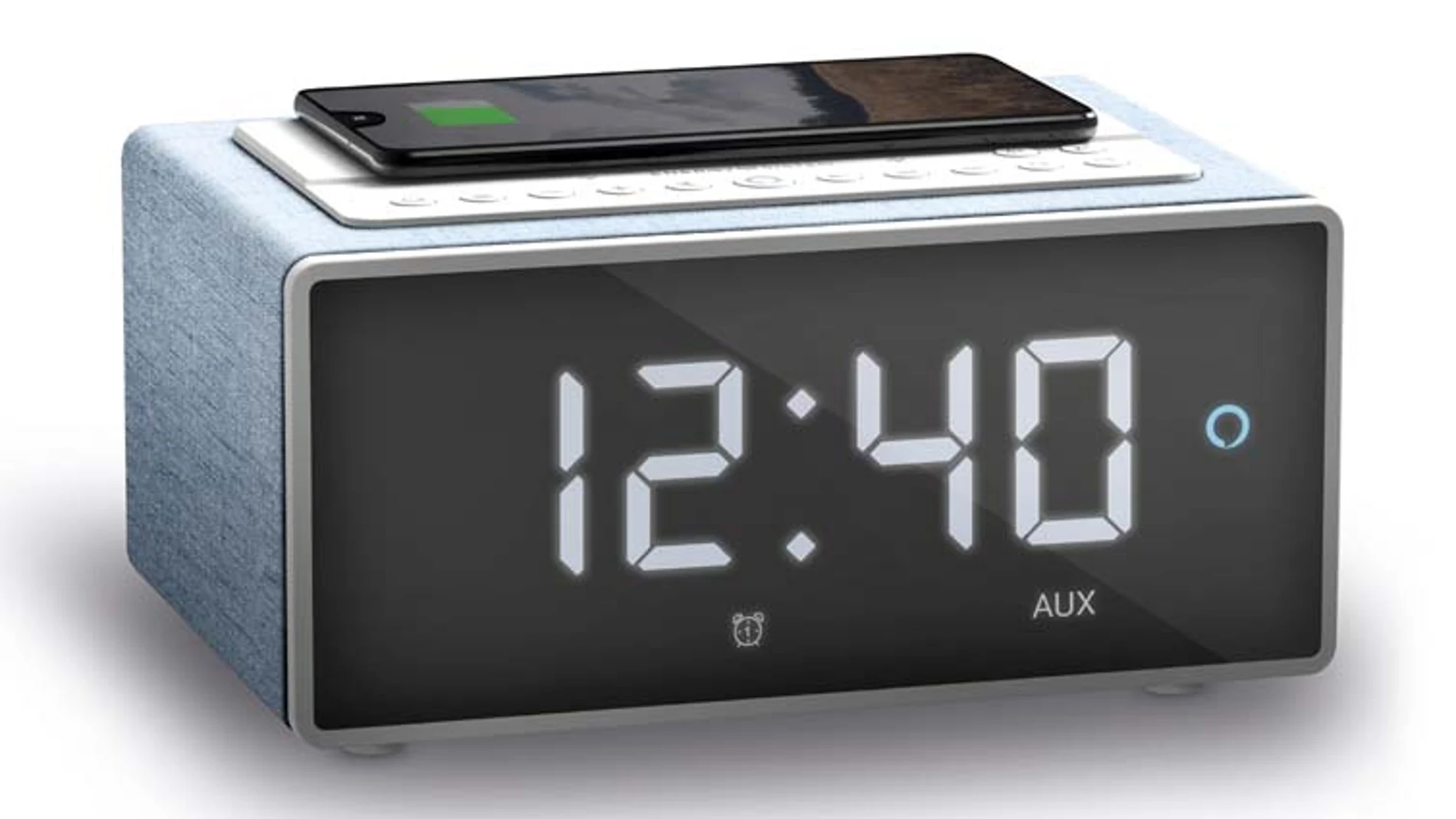 El altavoz inteligente de Energy Sistem tiene despertador, cargador inalámbrico, asistente Alexa de Amazon y conexión Bluetooth para reproducir música.