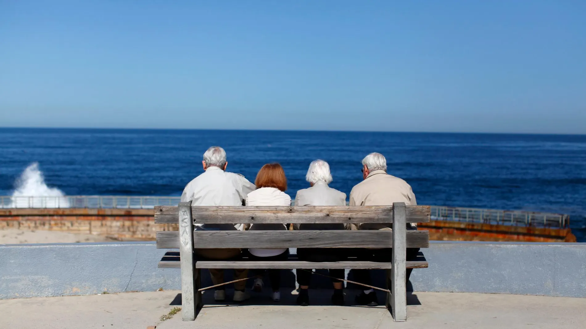 Un grupo de mayores frente al mar