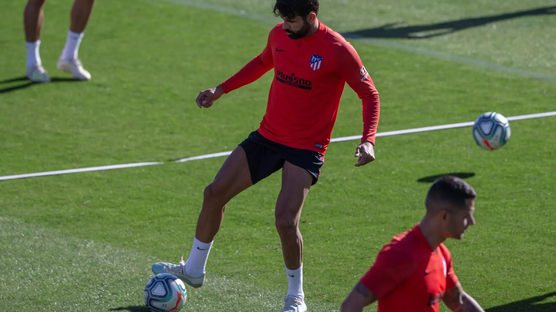 Diego Costa, en un entrenamiento con el Atlético