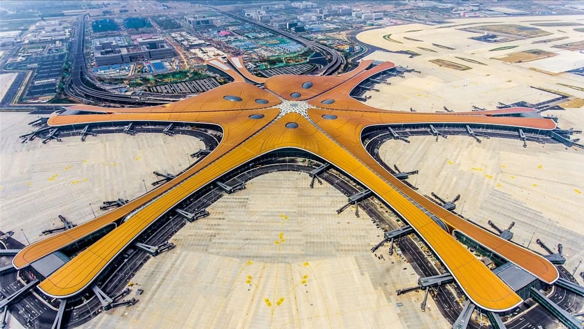Imagen aérea del nuevo aeropuerto de Pekín