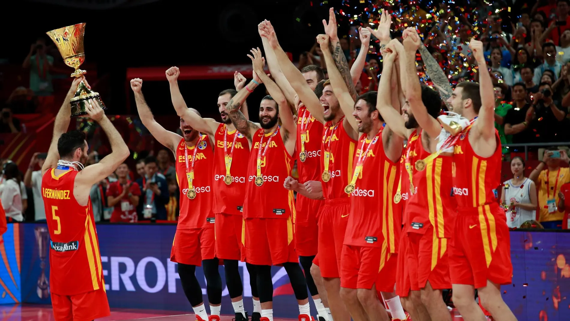 España celebra la victoria en el Mundial