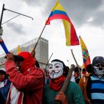 Manifestantes contrarios a Lenín Moreno, en Quito