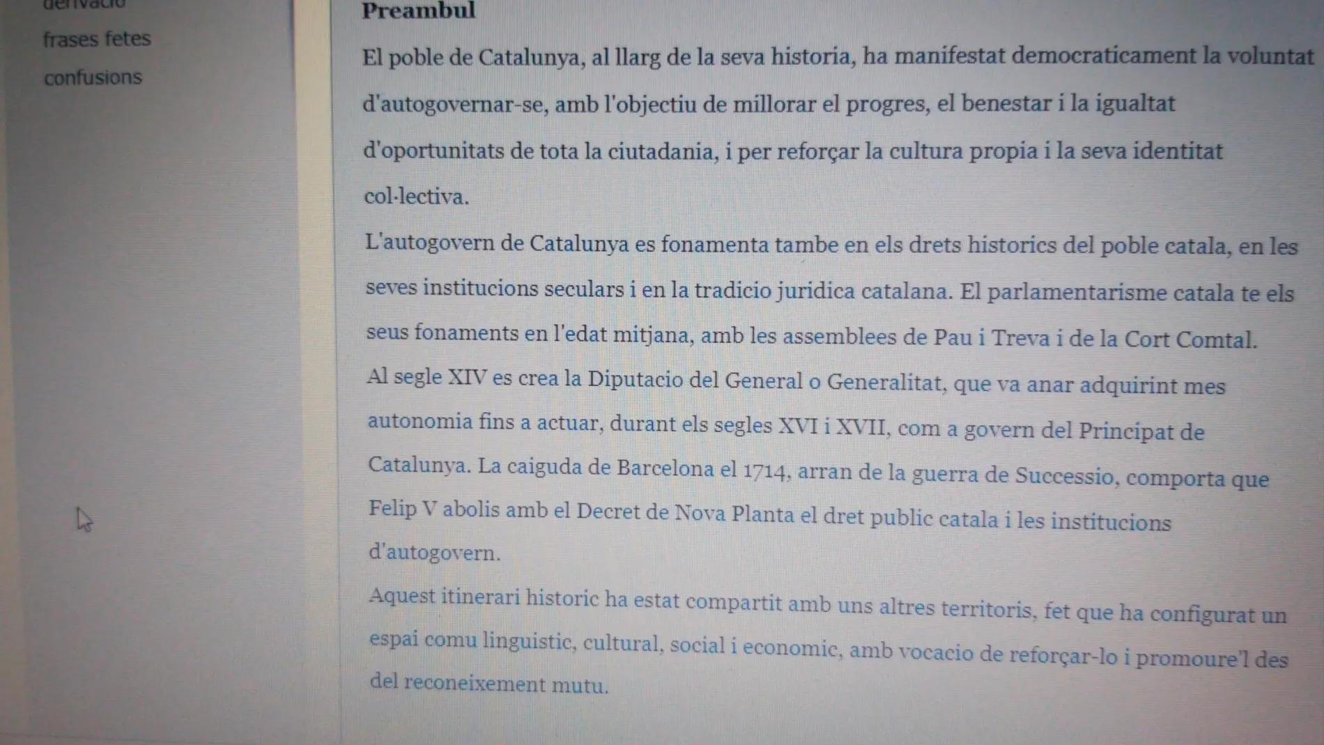 Imagen de los deberes impuestos. El texto recoge extractos de la Ley de Referéndum