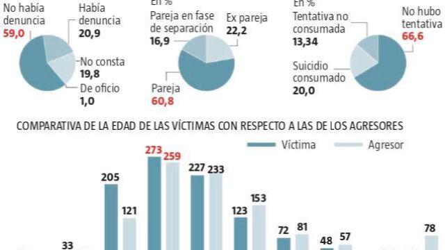 Perfil del maltratador: español de 31 a 40 años, vive en pareja y el 20% se suicida