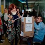 La ex presidenta argentina Cristina Fernández de Kirchner vota este domingo en Río Gallegos (Argentina)