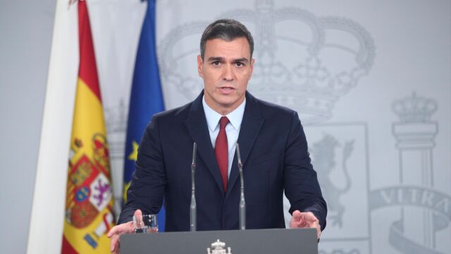 Pedro Sánchez, realiza una declaración institucional en Moncloa/Foto: Ep