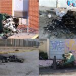 Imagen de los contenedores destrozados facilitada por la Guardia Civil