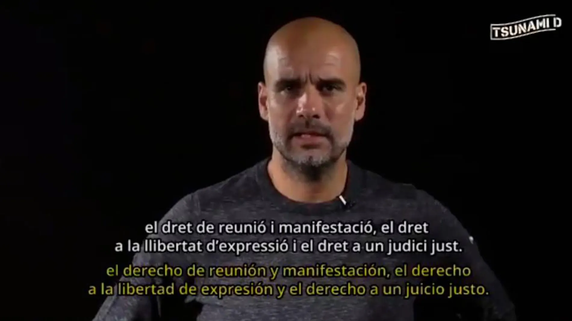 Pep Gurdiola, en un fotograma del vídeo promocional de Tsunami Democratic