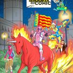 El cartel de Salva Espín para el Salón del Cómic de valencia presenta a Deadpool a lomos de un unicornio con la bandera de la Comunidad Valenciana