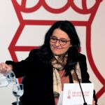 La vicepresidenta del Consell durante la rueda de prensa