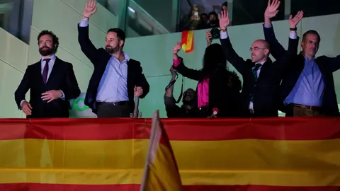 Vox celebra el resultado en su sede nacional/Foto: C. Pastrano