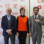 Víctor Caramanzana (Cámara de Valladolid) junto a Carmen Bieger (Atresmedia) y Daniel Restrepo (Mapfre)