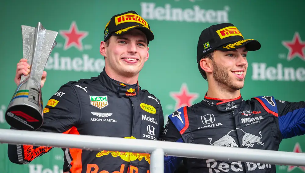 Verstappen y Gasly, ambos con motorización Honda, ocuparon las dos primeras plazas en el Gran Premio de Brasil17/11/2019 ONLY FOR USE IN SPAIN