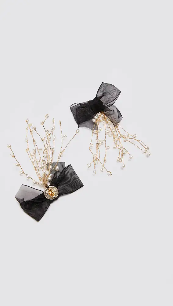 Pendientes organza y perlas de Zara