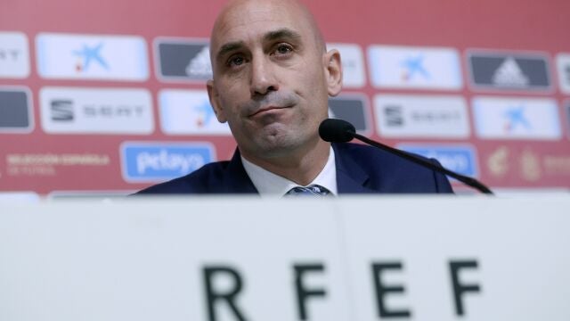 Luis Rubiales, durante su conferencia de prensa en la Ciudad del Fútbol