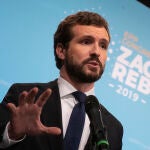 El líder del PP, Pablo Casado, ofrece una rueda de prensa en Zagreb, donde asiste al Congreso del Partido Popular EuropeoDAVID MUDARRA/ PP20/11/2019
