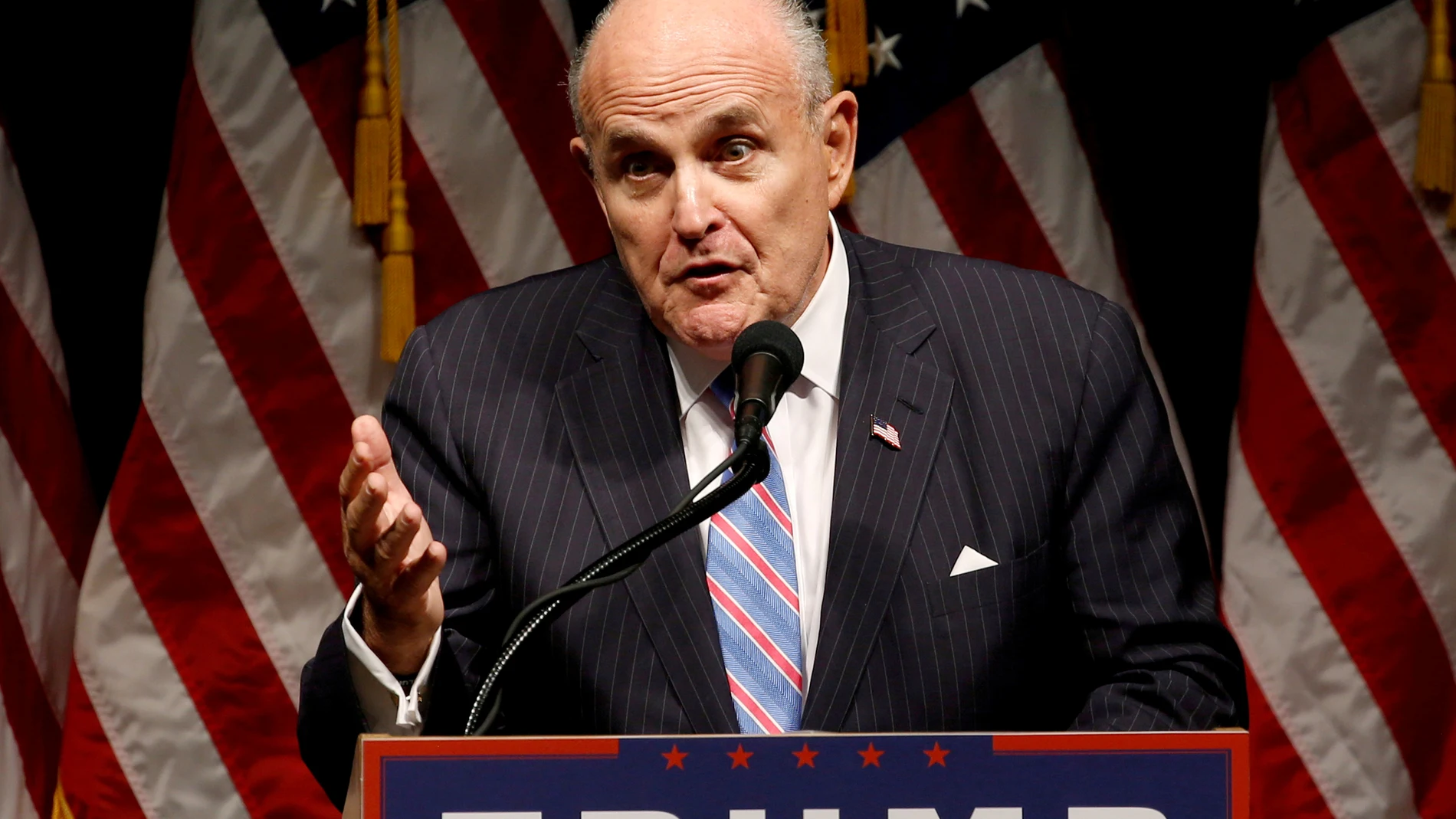 FILE PHOTO: Giuliani delivers remarks before Trump rallies with supporters in Council Bluff