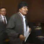 Evo Morales a su llegada a la rueda de prensa que ha ofrecido este miércoles en Ciudad de México
