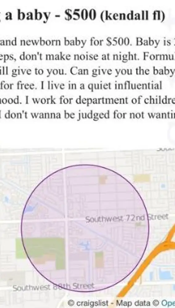 El anuncio fue publicado en la web Craigslist