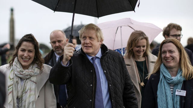 Boris Johnson en un acto de campaña este jueves en Plymouth