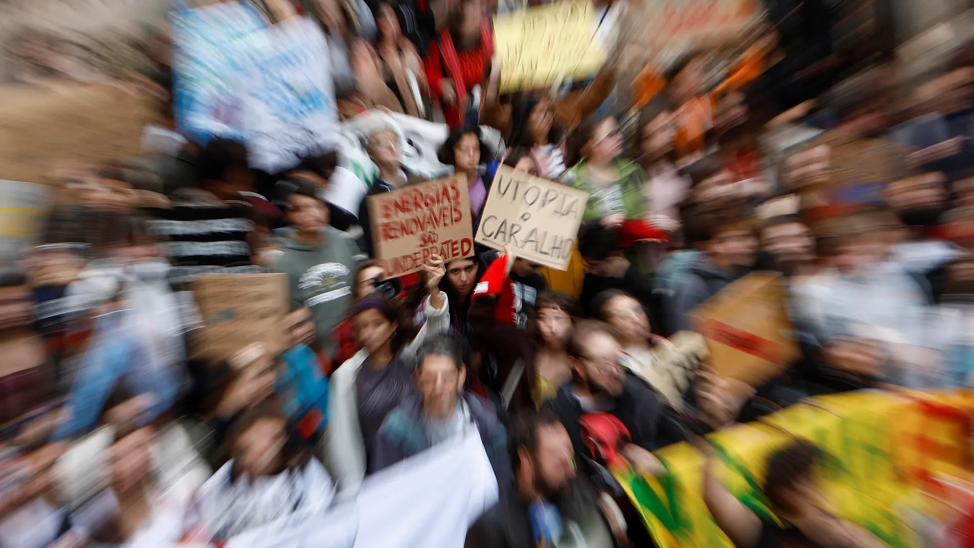 Students protest against climate change in Lisbon
