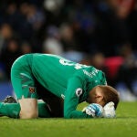 David Martin rompe a llorar tras finalizar el encuentro ante el Chelsea